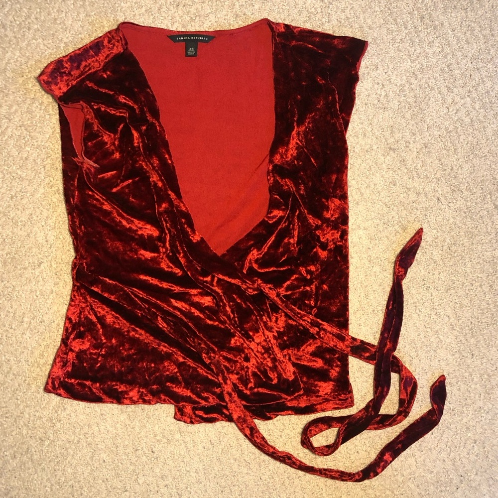 Banana Republic Red Velvet Wrap Top